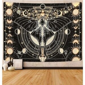 Moon Phase‎ Tapestry Vintage Butterfly Moth Tapestry Psychedelic 59.1" x 82.7"